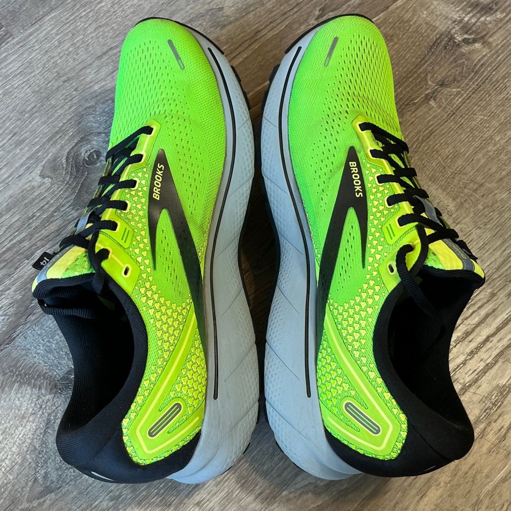 Brooks Ghost 14 Mens Running Shoes Neon Green Gecko Black 1103691D310 Size 13